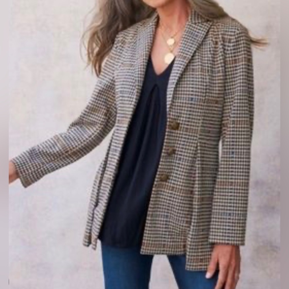 Soft Surroundings Jessamyn Houndstooth Blazer